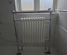 Vintage Cast Iron Towel Radiator with Chrome Frame  Traditional Style
