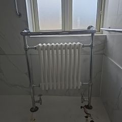 Vintage Cast Iron Towel Radiator with Chrome Frame  Traditional Style