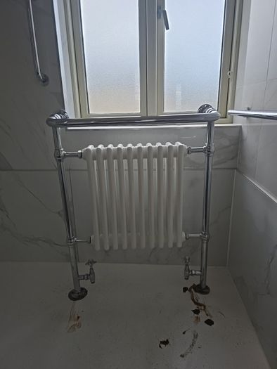 Vintage Cast Iron Towel Radiator with Chrome Frame  Traditional Style