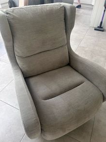 Pair of swivel armchairs, light grey