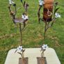 Vintage Bronze and Porcelain Floor Candleholders Image 4