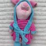 Disney Winnie The Pooh Piglet In Dressing Gown Robe approx. 35 cm. Plush Used Please see photos Image 10
