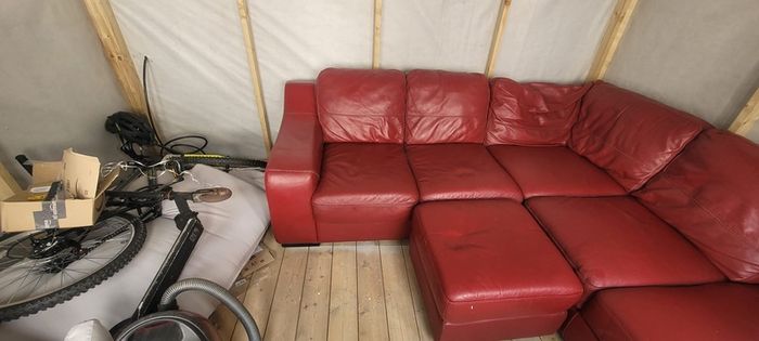 Red Leather Corner Couch