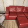 Red Leather Corner Couch Image 3