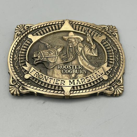 Rooster Cogburn John Wayne G&S Plated Solid Brass Vintage Belt Buckle by ADM