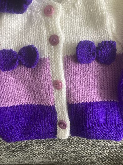Handknit cardigan and hat 0 to 3 mths