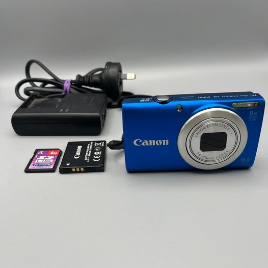 Canon PowerShot A4000 IS 16MP Digital Camera Blue - Full Kit