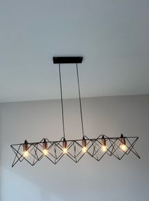 Black and copper pendant light ceiling cage kitchen Island