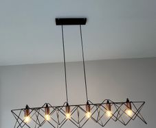 Black and copper pendant light ceiling cage kitchen Island