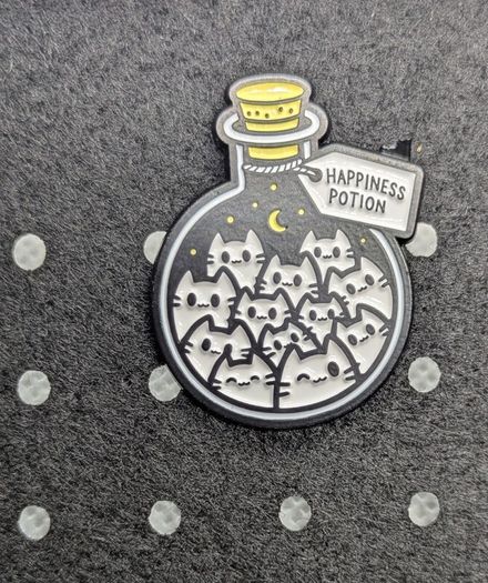 Happiness potion cats enamel pin