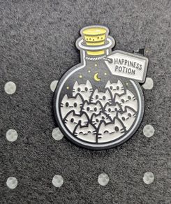 Happiness potion cats enamel pin