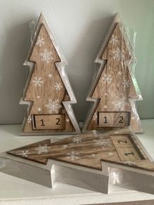 New 3 Solid Wood Countdown Free Standing Christmas Tree Decorations