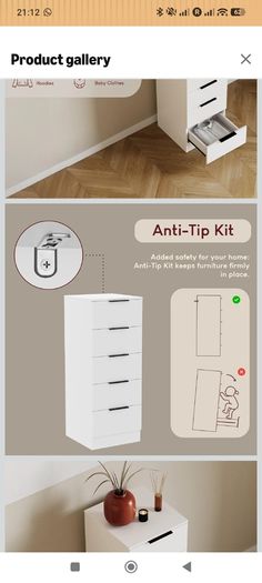 2 narrow chest of drawers