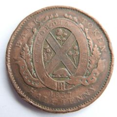 1837 CANADA Quebec Bank Token Historic Antique VINTAGE Half Penny Coin