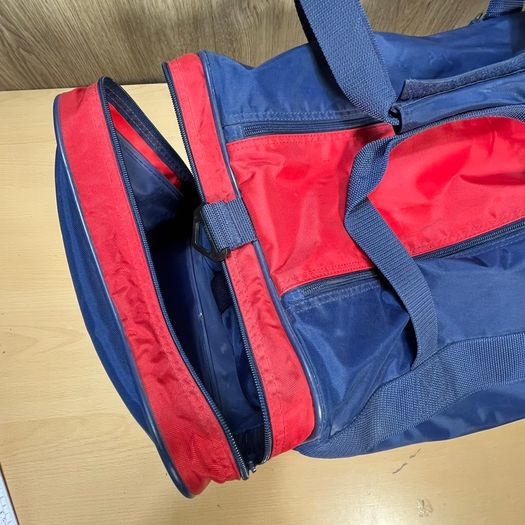 Adidas Duffle Bag - Blue Red Gym Travel Sports - Spell Out - 90s