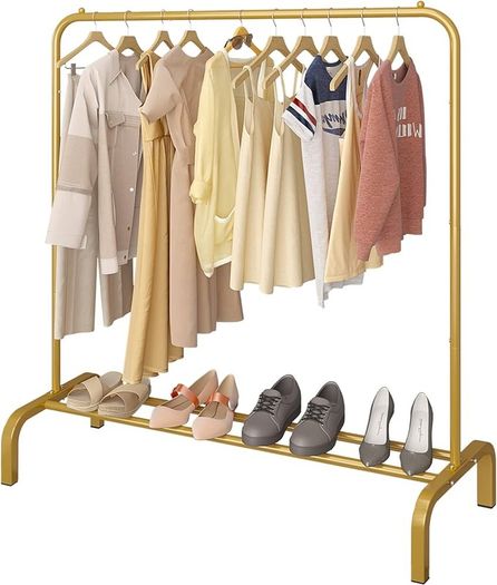 NEW SALE | Clothing Garment Rack 110CM Metal Clothes Rail Coat Rail with Bottom Rack for Coats Skirts Shirts Sweaters