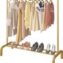 NEW SALE | Metal Clothes Rail 110 CM Clothing Rack Rail Coat Rail with Bottom Rack for Clothes, Coats, Skirts, Shirts, Sweaters, White Image 2