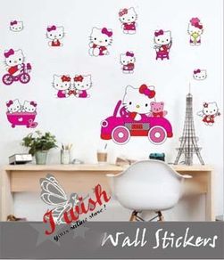 Nice Colour Reusable  HELLO KITTY  Wall Stickers