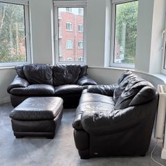 free leather couches and pouffe