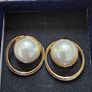 Brabd New Elegant Pearl Hoop Earrings with Gold Tone design Image 5