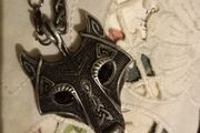 Celtic wolf with ruby eyes chain