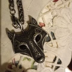 Celtic wolf with ruby eyes chain