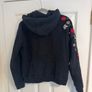 Jack Wills Women's Black Hoodie with Floral Embroidery - Size UK 8 Image 2