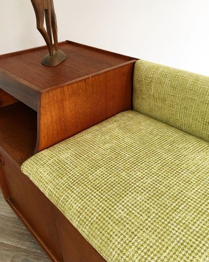 Vintage Retro Mid Century Teak Hall Bench/Record Cabinet/Stotage