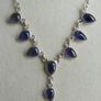 Vintage Blue Sapphire Sterling Silver 925 Choker: Faceted Gemstone Necklace length 16" - 7,4g Image 4