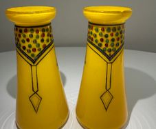 Exceptional Pair of Art Deco Czech Tango Glass Vases. c.1928 to1933