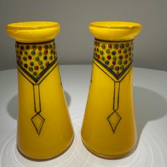 Exceptional Pair of Art Deco Czech Tango Glass Vases. c.1928 to1933