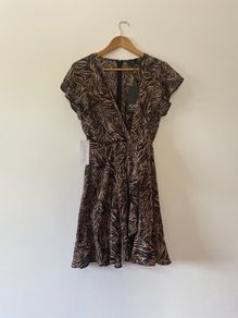Ax Paris black animal print dress size 14 New