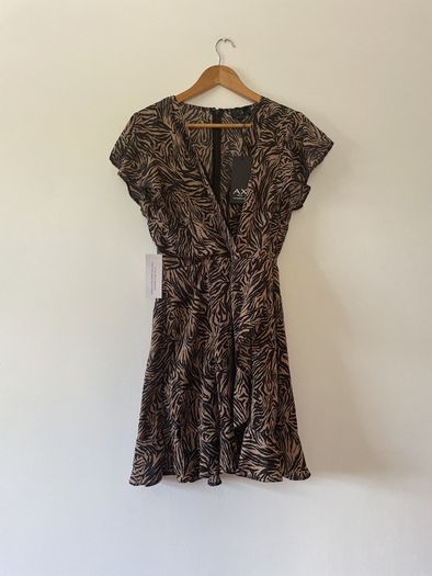 Ax Paris black animal print dress size 14 New