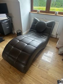 Modern Curved Faux-Leather Chaise Armchair