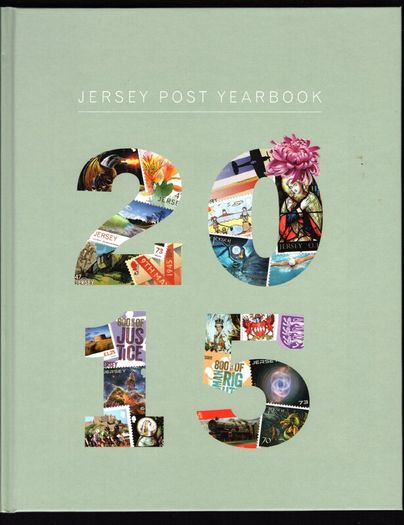 2015 Jersey Stamp Year Book (hardback) issued by Jersey Post includes 28 images of contents