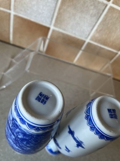 Chinese Pair Eggshell Porcelain Colbalt Blue/ White Elegant Vases