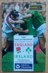 Very Rare 1994 England v Ireland - Five Nations Championship Programme