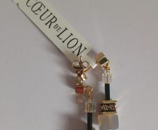 Coeur de Lion GeoCUBE Swarovski Crystal Drop Earrings Gold 4905/21-1100 BNWT CAN POST