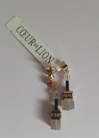 Coeur de Lion GeoCUBE Swarovski Crystal Drop Earrings Gold 4905/21-1100 BNWT CAN POST