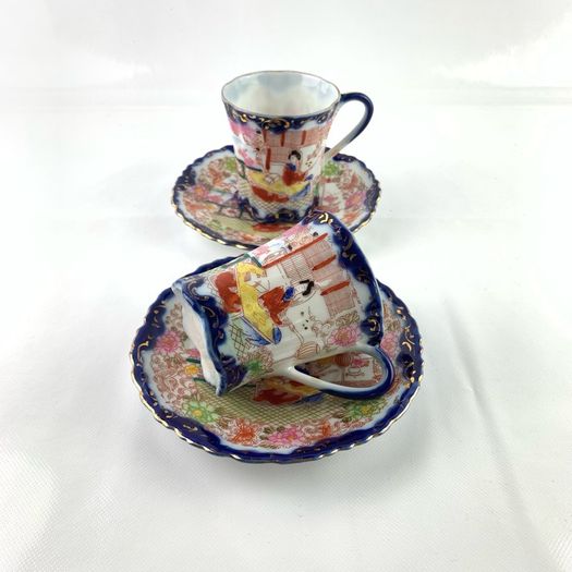 2 Antique Japanese tea cups and saucers