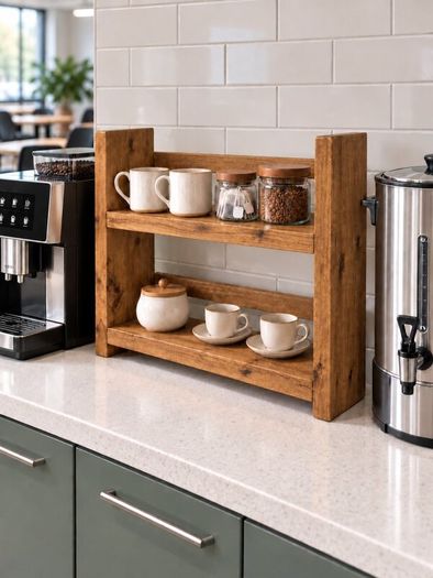 Handmade Coffee & Tea Dock Station in Oak Finish