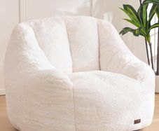 Bean Bag Chair for Adults or Children, Soft Faux Fur Floor Single with Filling