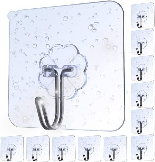 Adhesive Hooks Heavy Duty Wall Hooks 8kg (Max) Self Adhesive Hook 12pcs