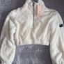 Oh Polly Size M Cream Teddy Fleece Quarter Zip Crop Top BNWT Image 4