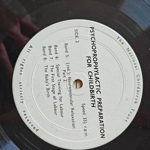 Medical interest vinyl record "Psychoprophylactic Preparation For Childbirth" from 1961, midwifery interest in