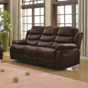 3 Seater PU Leather Recliner Sofa Brown