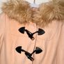 Miss Selfridge Petite Women's Beige Coat with Faux Fur Hood - size UK 6 Image 3