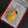 Yellow Lemon Enamel Brooch with Crystals Brooch Pin Nature Fruit Badge Broach Mediterranean Botanical Tropical Jewellery & Accessories (X03) Image 2