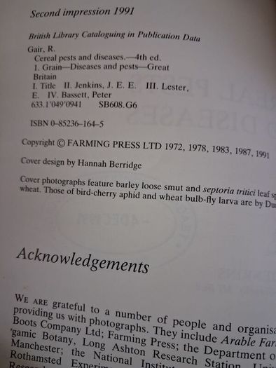 Cereal Pests & Diseases / 4th edition/ 1991