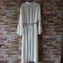 White crochet and pleated beach cover-up dress with a brown belt. Size 10 Image 6